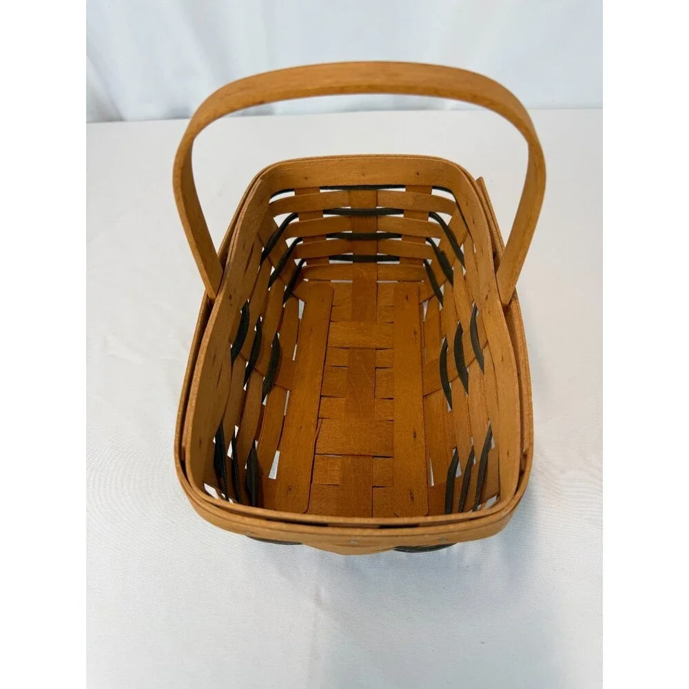 1995 Longaberger Small Chore Basket w/Burgundy Liner 10